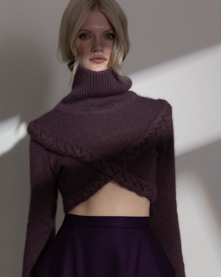 Sweater Cropped Cashmere With Braided Details