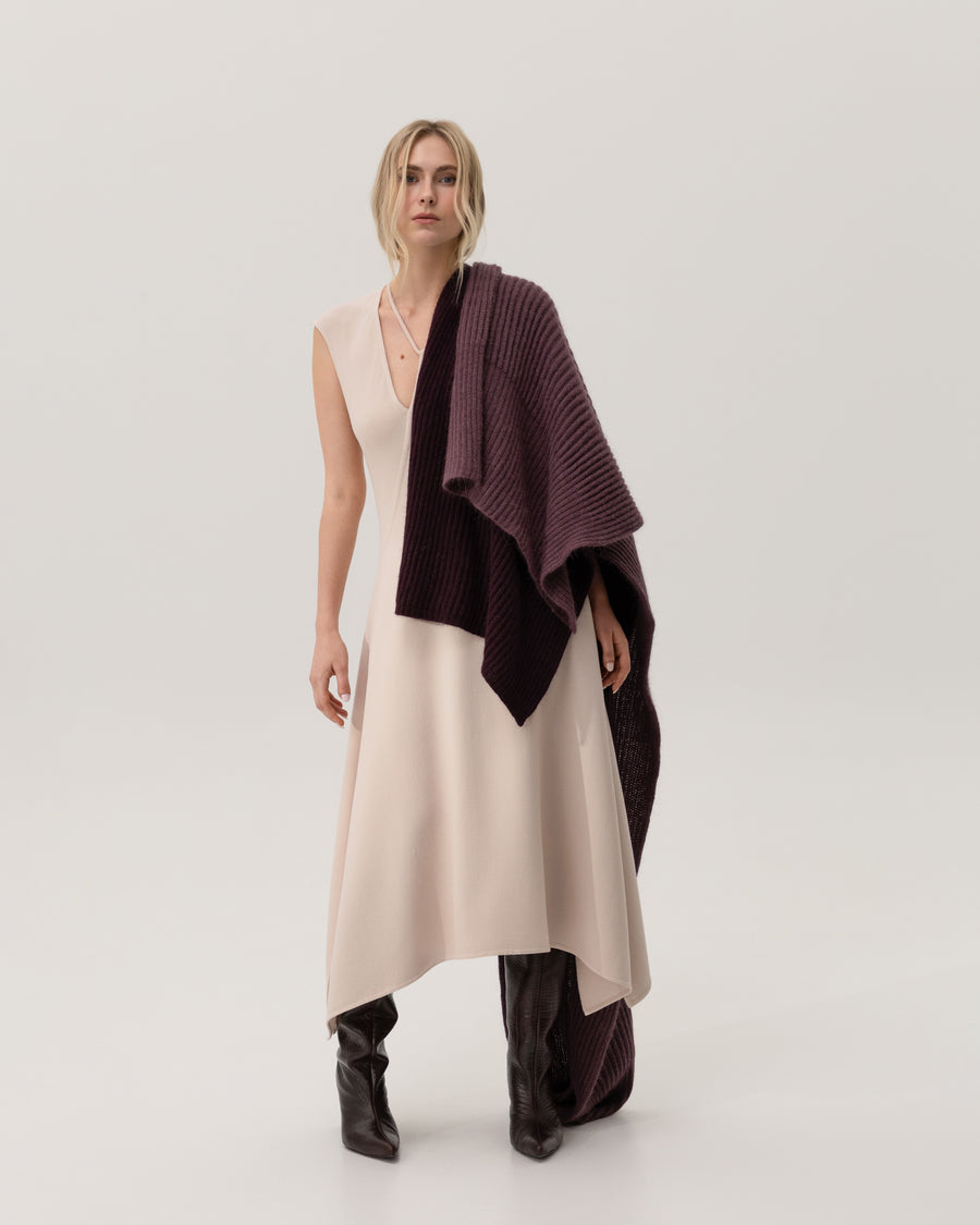 Dress in Beige Wool Crepe