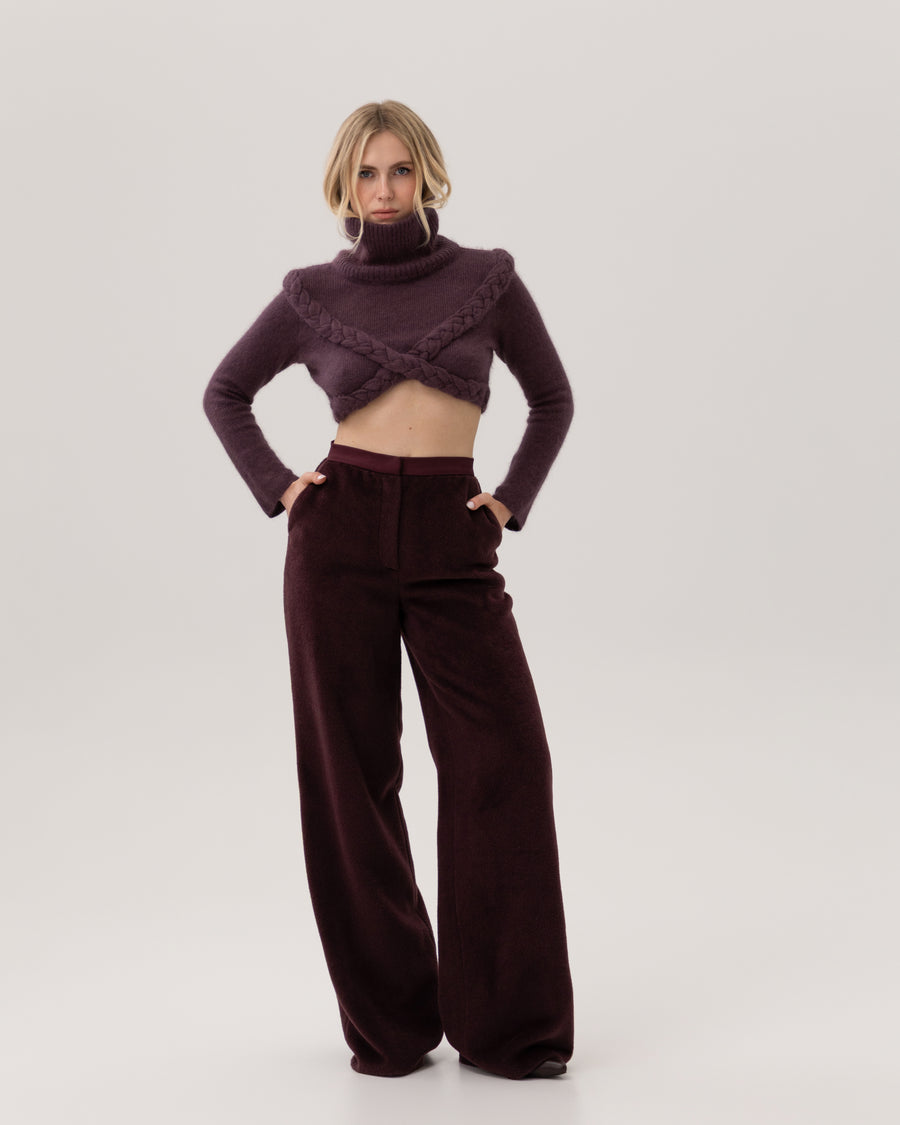 Sweater Cropped Cashmere With Braided Details