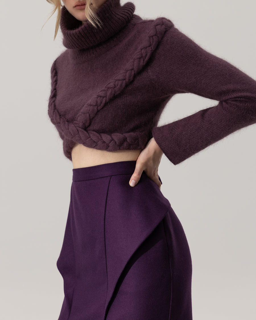 Sweater Cropped Cashmere With Braided Details