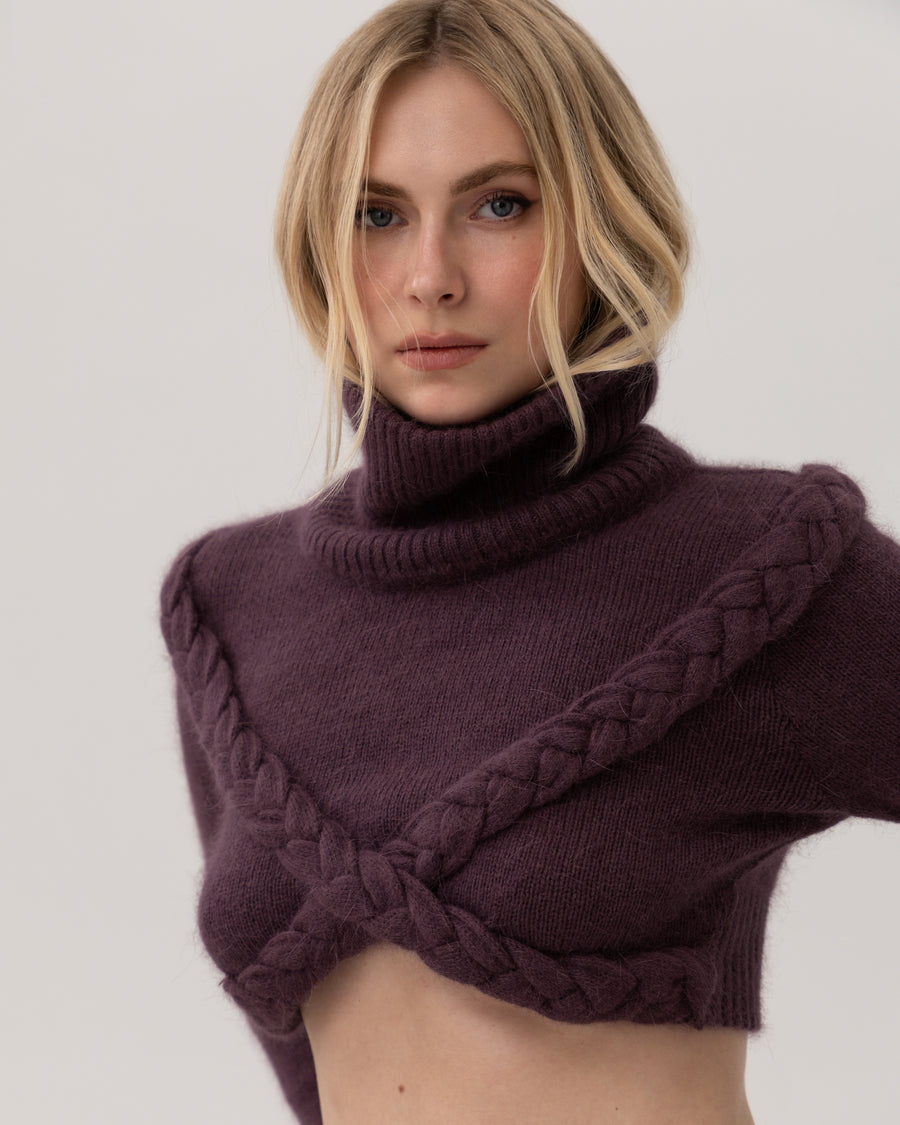 Sweater Cropped Cashmere With Braided Details
