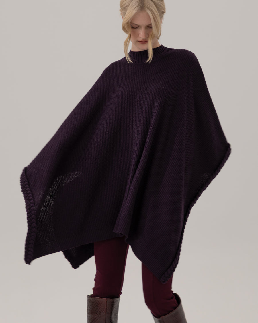 Poncho with Braided Edge