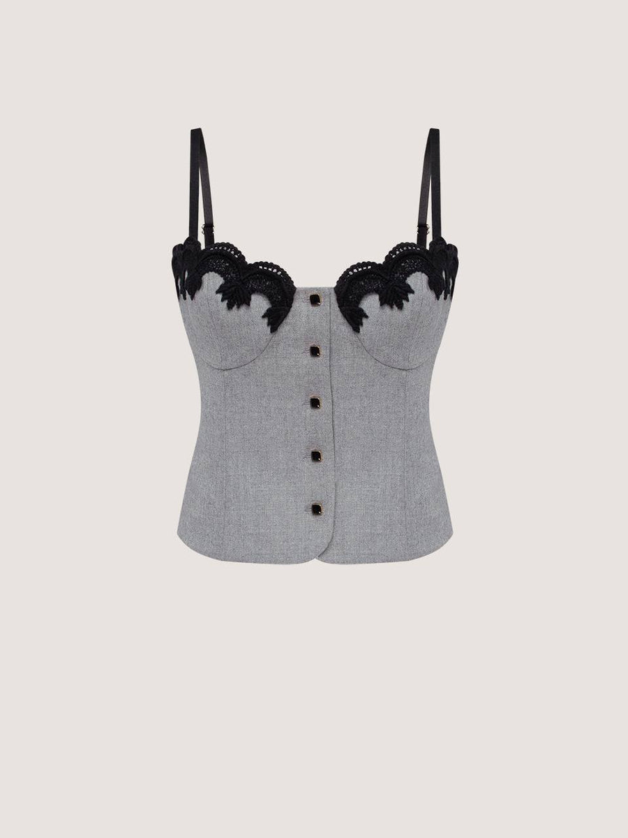 Wool top with lace
