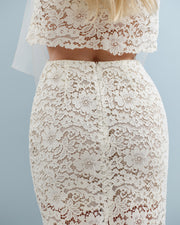 Milk Lace Two-Piece Set with Maxi Skirt