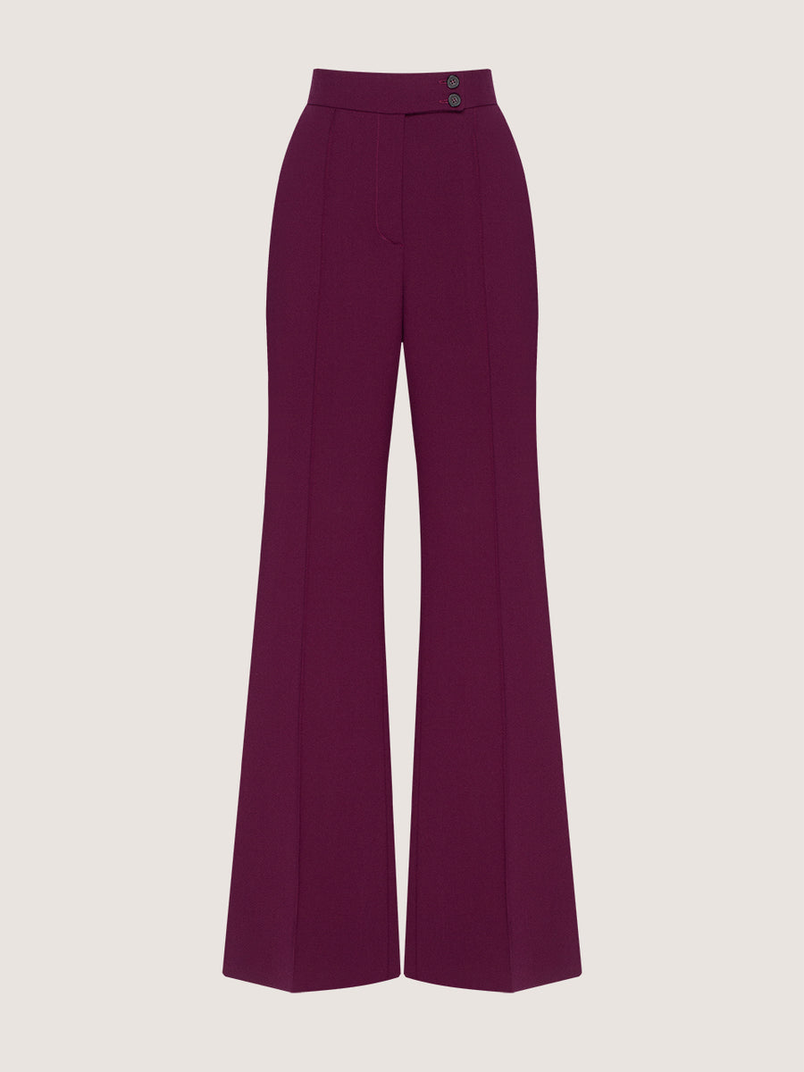 Burgundy Flared Suit Trousers