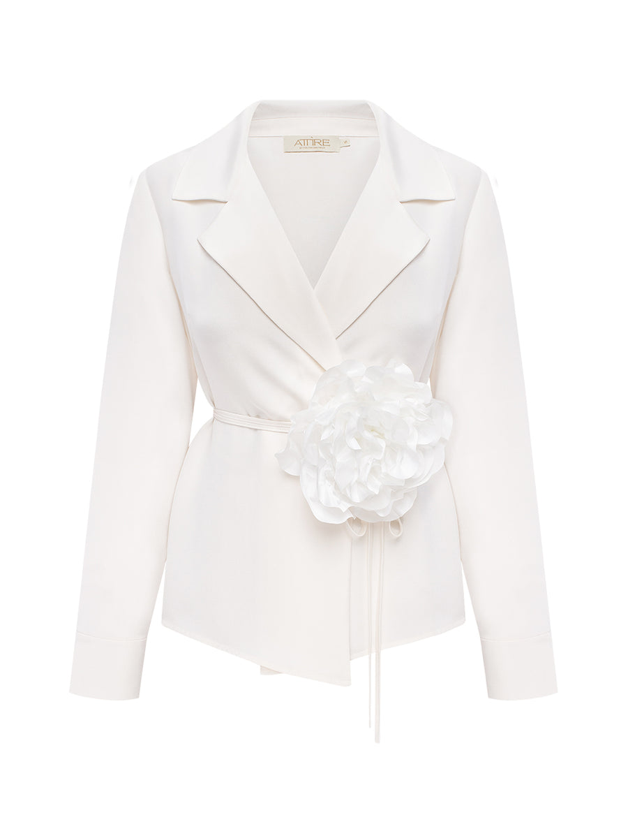 Silk Blouse With Brooch