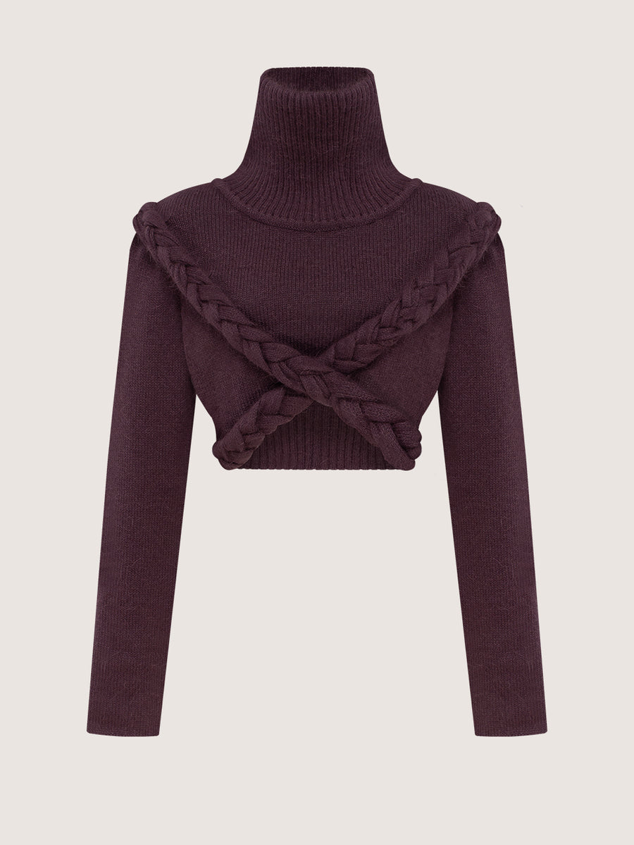 Sweater Cropped Cashmere With Braided Details