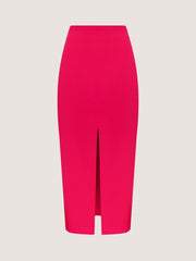 Bright Pink Pencil Skirt with Slit