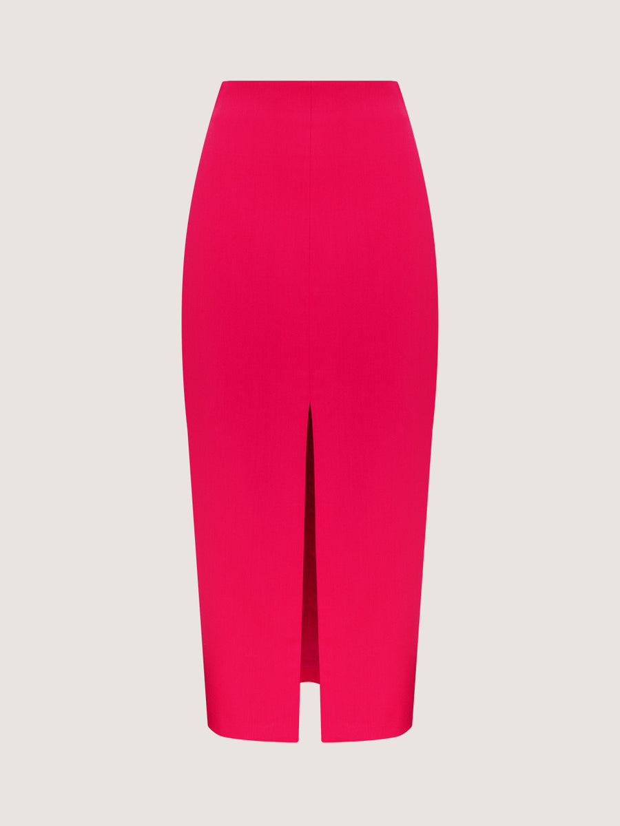 Bright Pink Pencil Skirt with Slit
