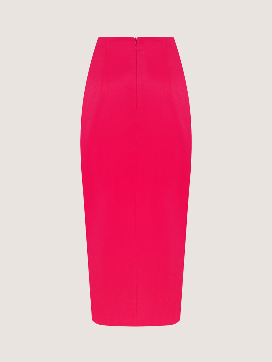 Bright Pink Pencil Skirt with Slit