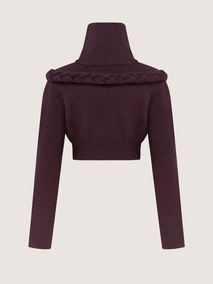 Sweater Cropped Cashmere With Braided Details