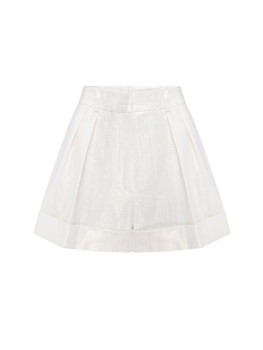 White Shimmering Shorts