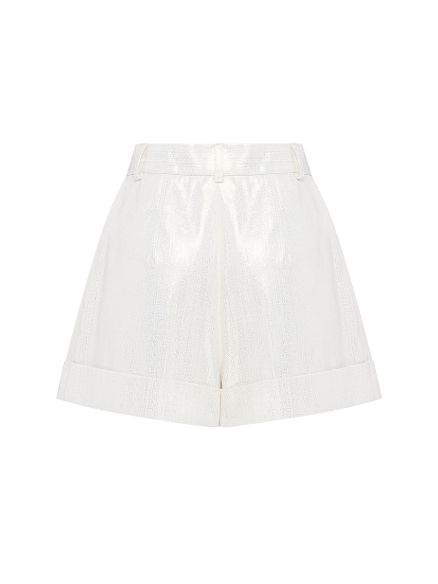 White Shimmering Shorts
