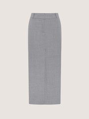 Two-piece wool suit with lace-trimmed top