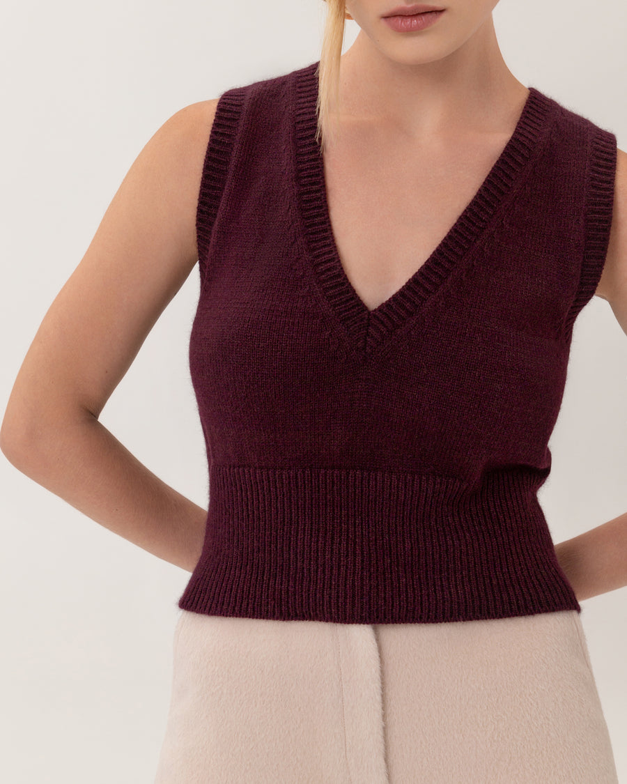 Knitted Burgundy Vest