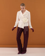Silk Blouse With Brooch