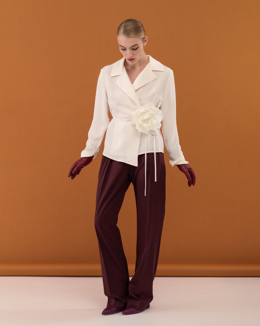 Silk Blouse With Brooch