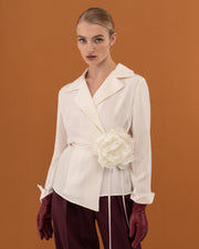 Silk Blouse With Brooch