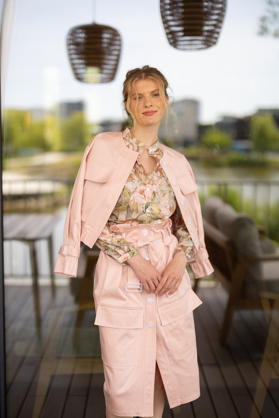 Pink Bomber Jacket in Italian Cotton