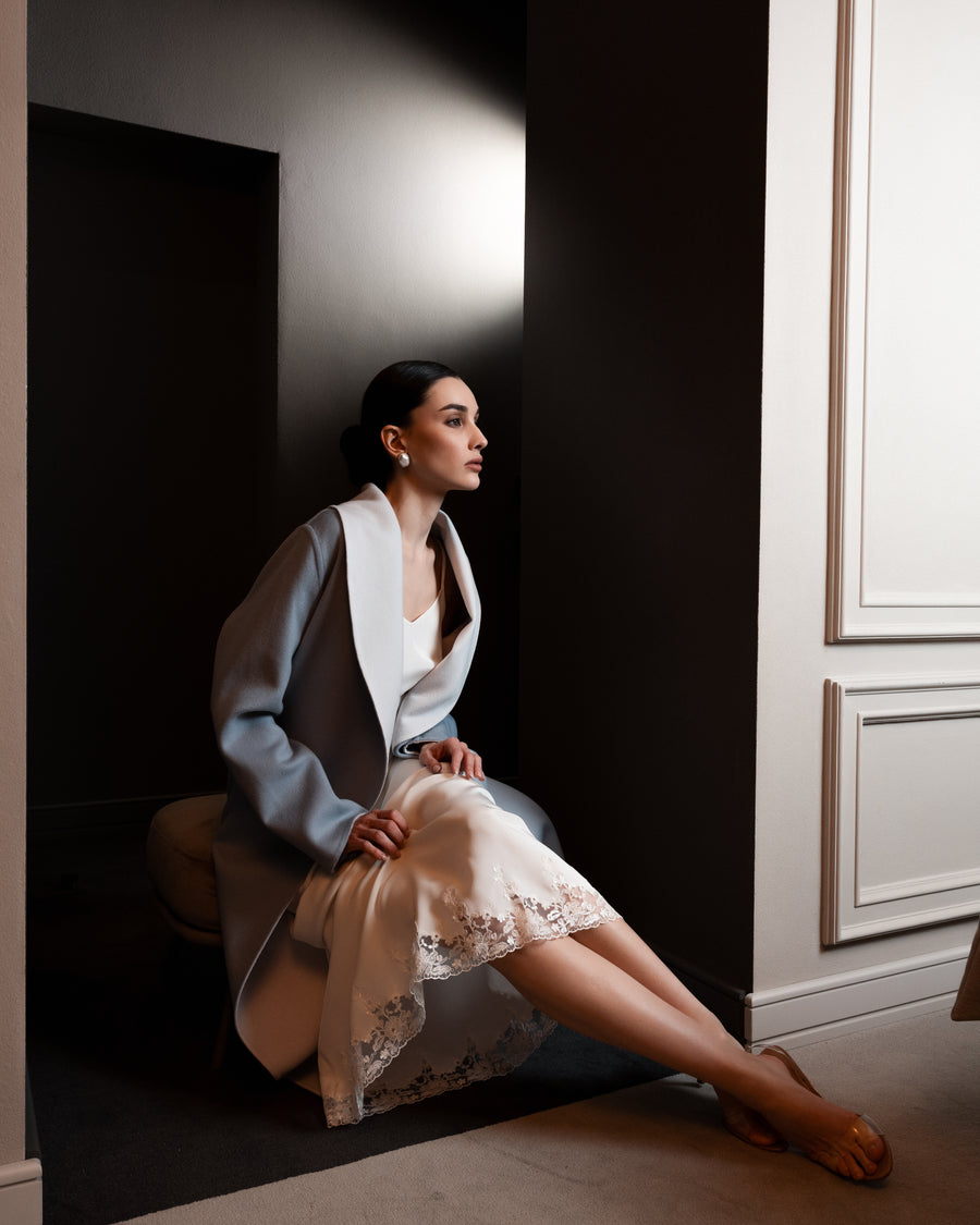 Long Silk & Lace Skirt