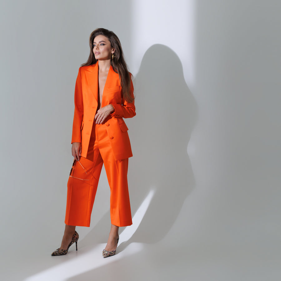 Orange Culottes in Italian Suiting Fabri