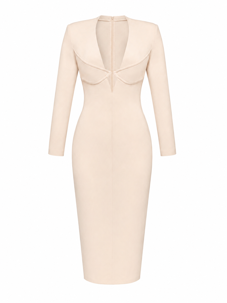 Jersey Dress With Deep V-Neckline