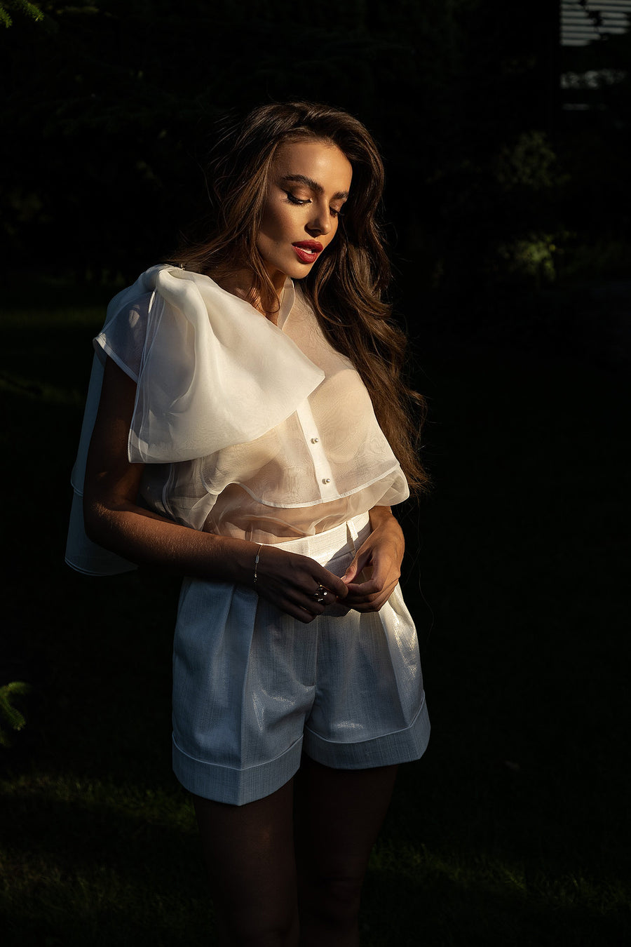 White Shimmering Shorts