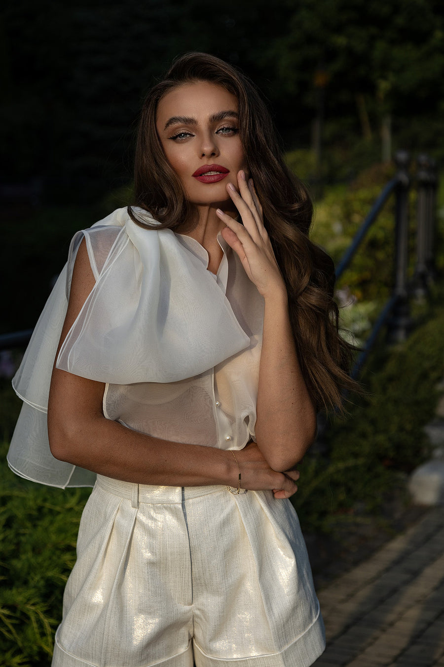 White Shimmering Shorts