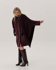 Coat in Alpaca Blend with Asymmetric Collar